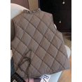 thumbnail image 7 of Women's Plaid Button Front Vest with Quilted Detail Stand Collar Sleeveless Top for Fall Winter Daily Wear, 7 of 7