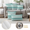 thumbnail image 6 of Teal Ombre Grey Striped Outdoor Waterproof Pillow Covers, Farmhouse Stripe Modern Decorative Square Throw Pillowcase Sofa Cushion Sham for Patio/Couch/Chair, 18"x18" 2 Pack, 6 of 8