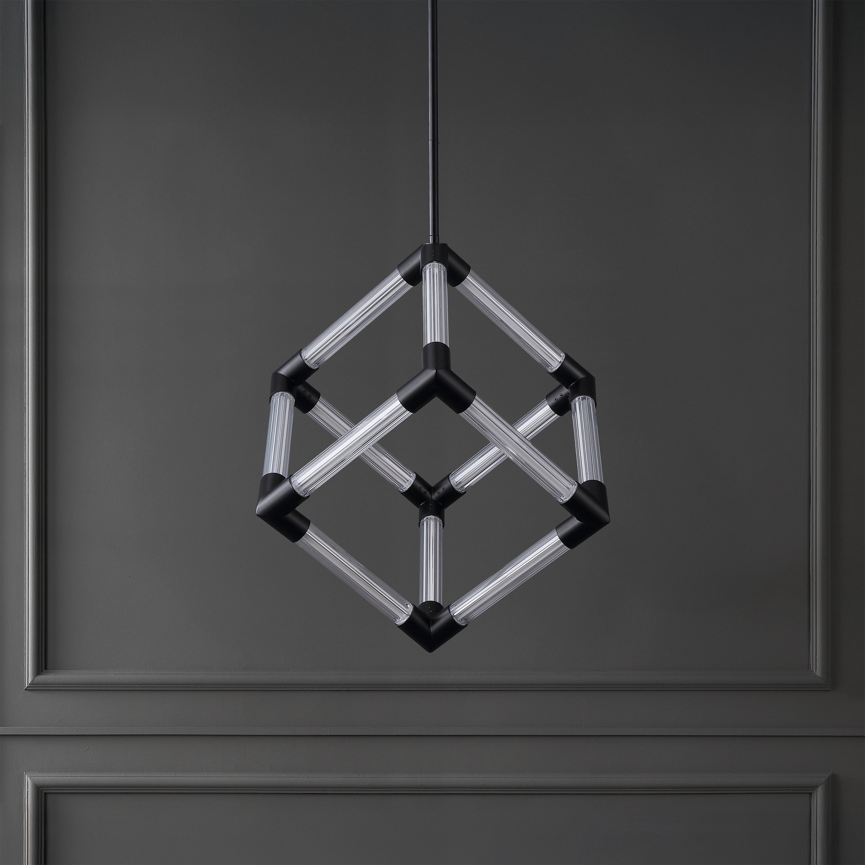 Safavieh Couture Sheila Acrylic Cube Pendant Light, Black/Clear