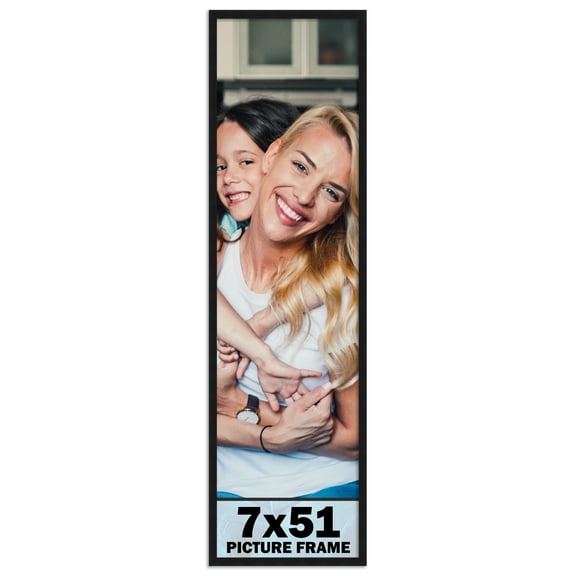 7x51 Frame Black Solid Wood Picture Frame | 0.75 Inch Moulding Width | Includes UV Acrylic