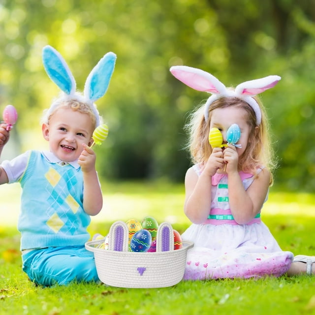 Decoraciones de Pascua, regalos de Pascua, cesta de conejito de Pascua, cesta de almacenamiento de huevos, cesta de almacenamiento para niños, cesta de juguetes, aperitivos, artículos diversos, cesta