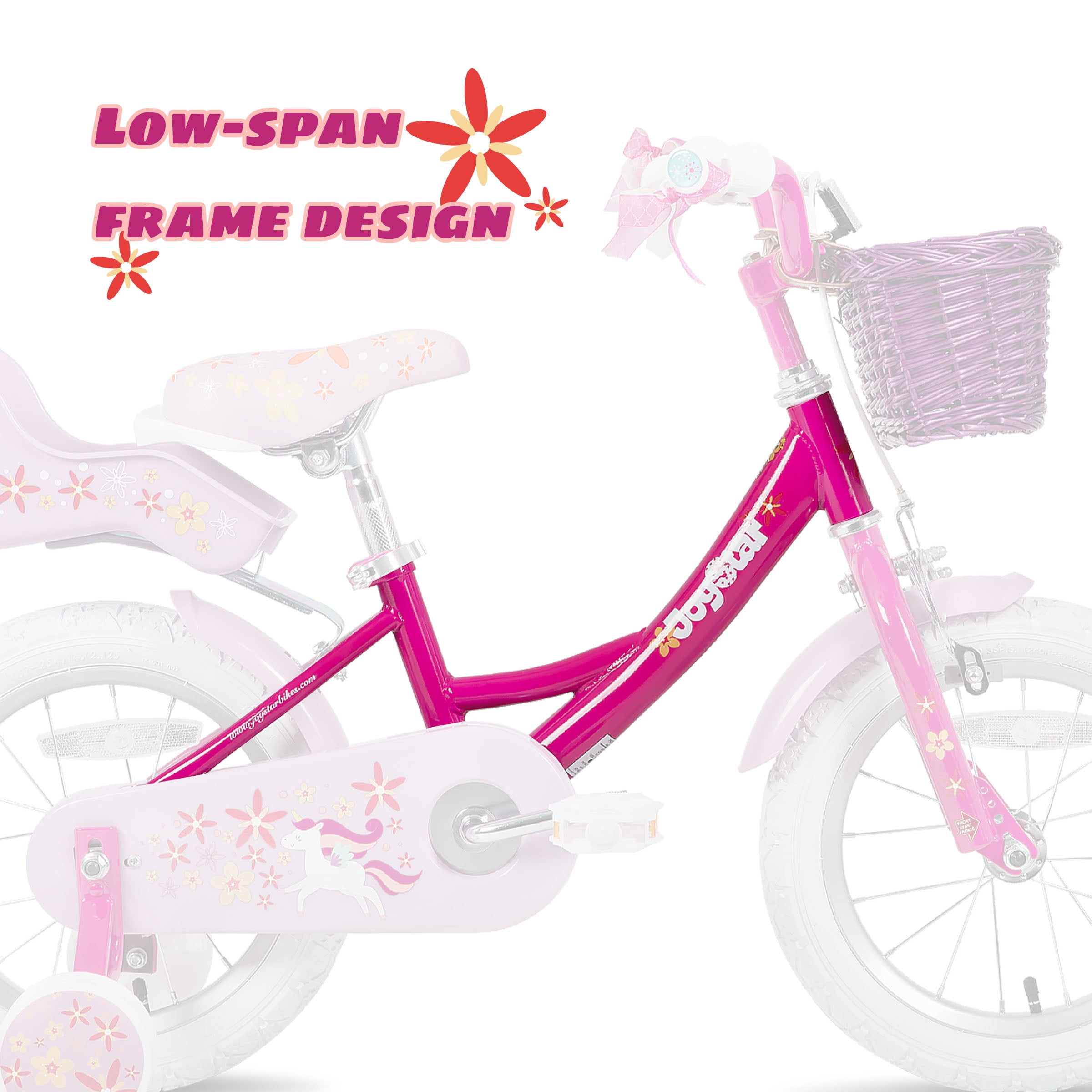 Joystar Unicorn 16inch Girls' Bike, Mint Purple with Basket