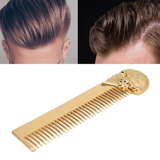 Peine para Barba Con Bolsillo de Aleacio de Zinc Con Patrón de Calavera, Peine para Dar Forma Al Cabello, Aceite Para Dar Forma Al Bigote, Portátil para Vijes