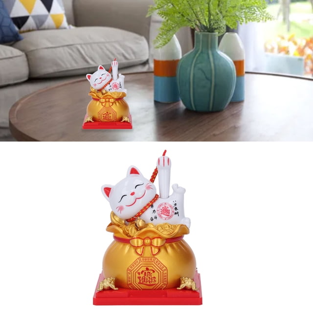 Estatua De Gato De La Suerte, Brazo Agitador Automático Con Detección De Luz Solar, Que Atrae Riqueza Y Bendiciones, Para Decoración Del Hogar Y El Coche, De Apertura