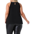 thumbnail image 4 of DARING DIVA Women's Plus Sparkling Flowy Cami Shirt Blouse 1X Black, 4 of 5