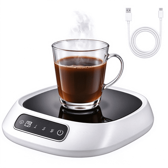 Tuanguo Cordless Coffee Mug Warmer, 3 Temperature Settings, USB Rechargeable Heating Pad for Office Desk