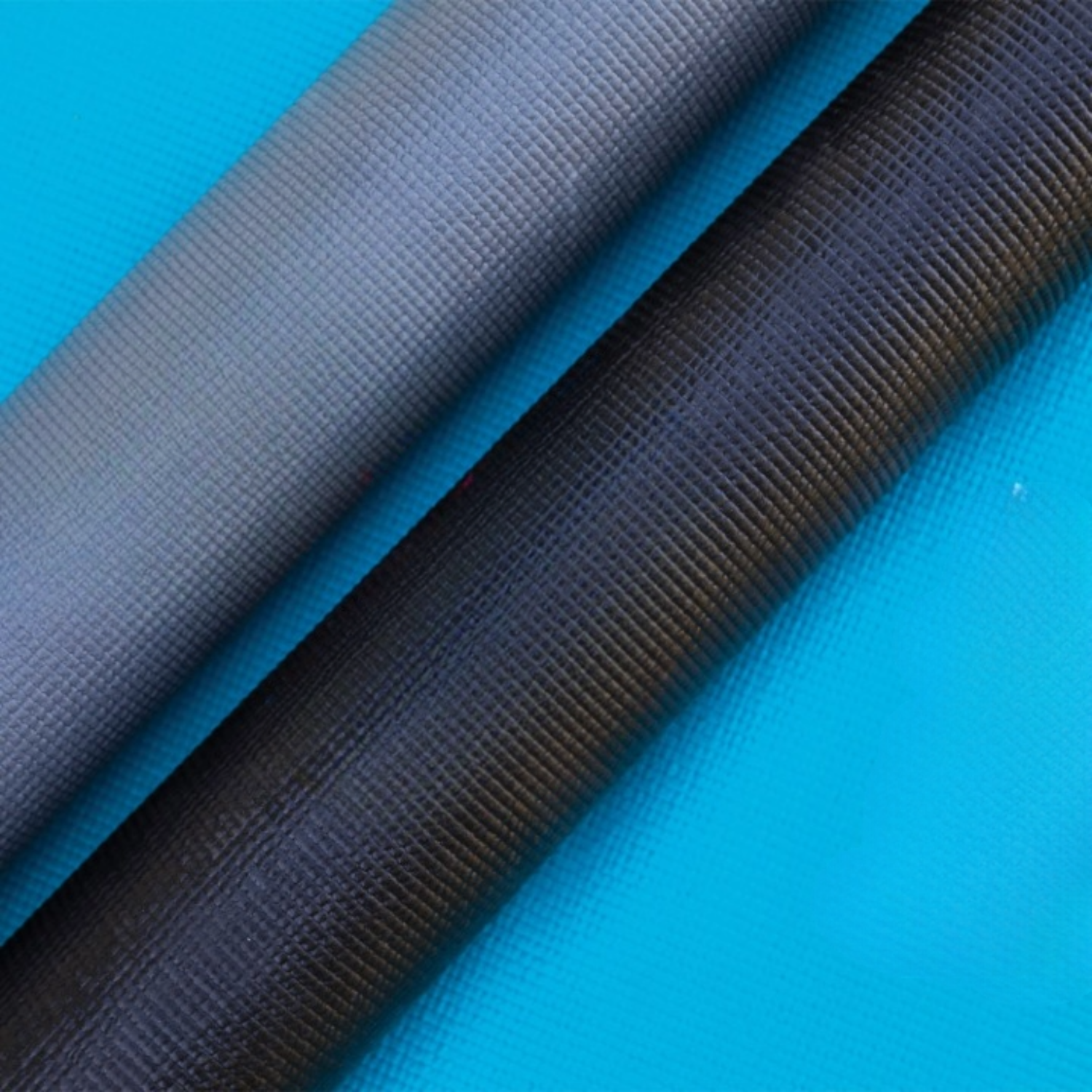 Elegani 24"x68" Yoga Mat (2-Pack) - Aqua Blue and Black - Lightweight, Non-Slip for Exercise