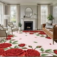 thumbnail image 2 of Pink Valentine's Day Washable Area Rug 5 x 8 ft Romantic Red Roses, Soft Non Slip Rugs Stain Repellent Indoor Felt Carpet for Living Dining Room Bedroom Home Office, 2 of 9