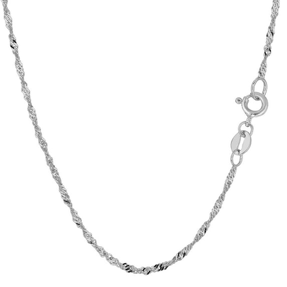 10k White Gold Singapore Chain Necklace, 1.7mm, 16"