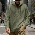 thumbnail image 2 of Dresfit Linen Shirts Men Drawstring Henley Shirts Spring Summer Lightweight Hawaiian T Shirt with Hood Button Down Big and Tall Oversized Breathable Fashion Army Green XL, 2 of 4