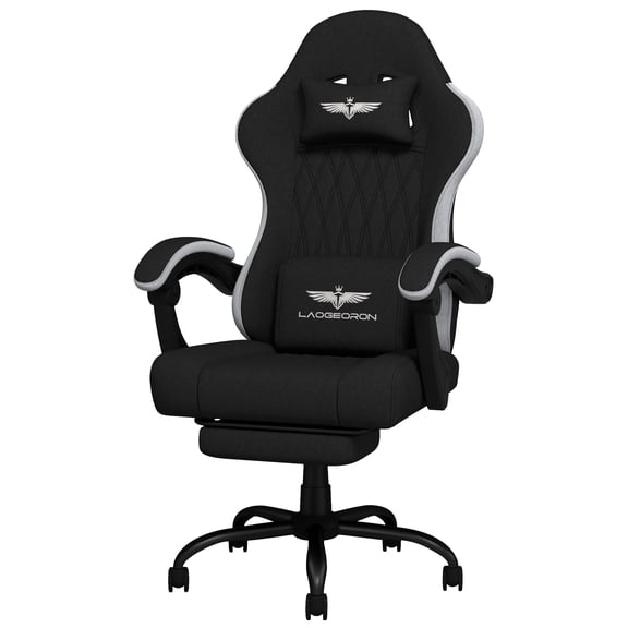 LaoGeoRon Gaming Chairs for Adults, Ergonomic Fabric Gaming Chair with Footrest and Lumbar Support, High Back Computer Gaming Chair for Home Office