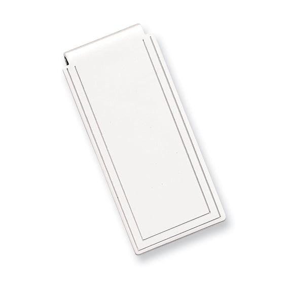 Rhodium-plated Engraved Edge Plain Hinged Money Clip