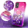 thumbnail image 2 of Samsung Galaxy S20 Ultra Case Ring Kickstand w/ TPU Screen Protector Liquid Quicksand Glitter Cute Bling Girls Women [Shock Proof] Case for Galaxy S20 Ultra - Ring Pink/Purple, 2 of 5