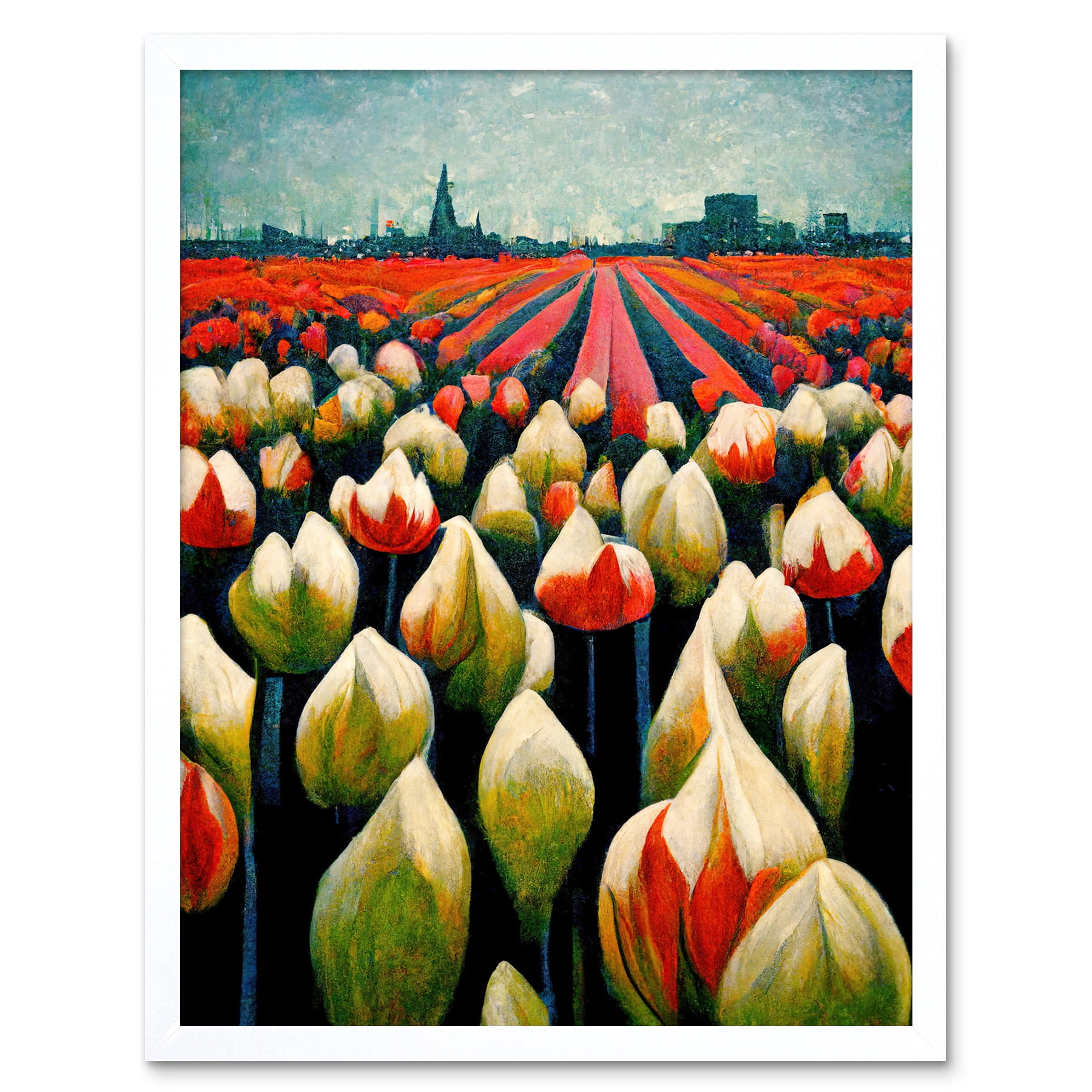 Tulip Fields Amsterdam Modern Art Print Framed Poster Wall Decor 12x16 ...