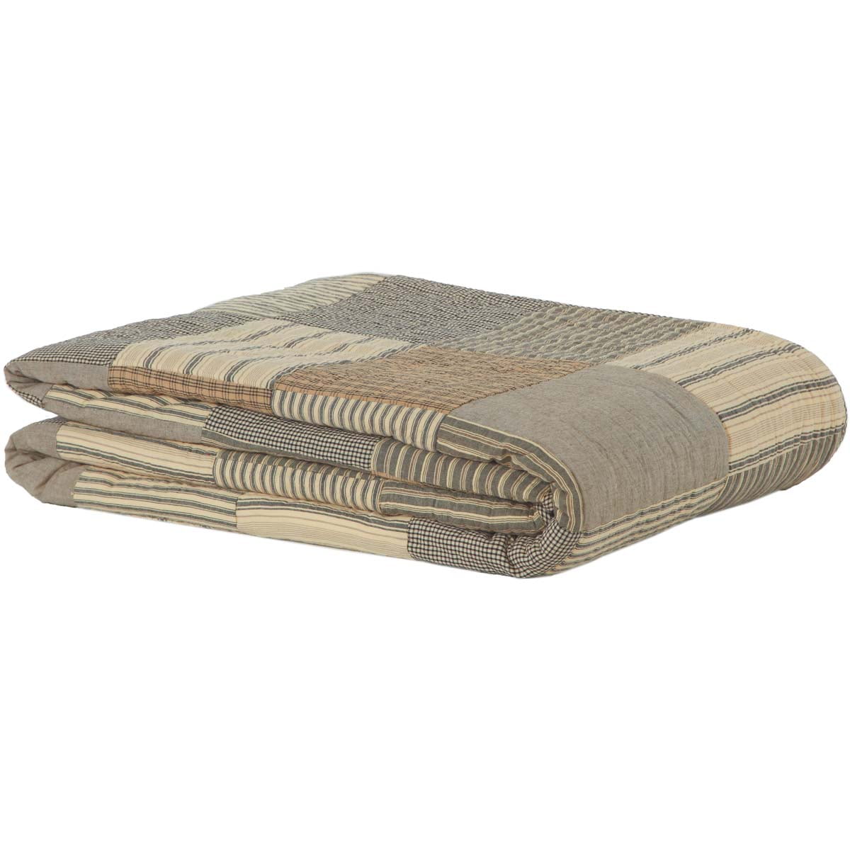 VHC Brands Farmhouse Bedding-Sawyer Mill Quilt, King 105x95, Charcoal Grey