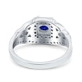 thumbnail image 3 of Celtic Art Deco Ring Round Blue Sapphire CZ 925 Sterling Silver Size 9, 3 of 6