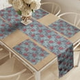 thumbnail image 2 of Ambesonne Floral Table Runner & Placemats, Grunge Romantic Ornaments, Placemat 4 pcs + Runner 12"x72", Slate Blue Pink, 2 of 2