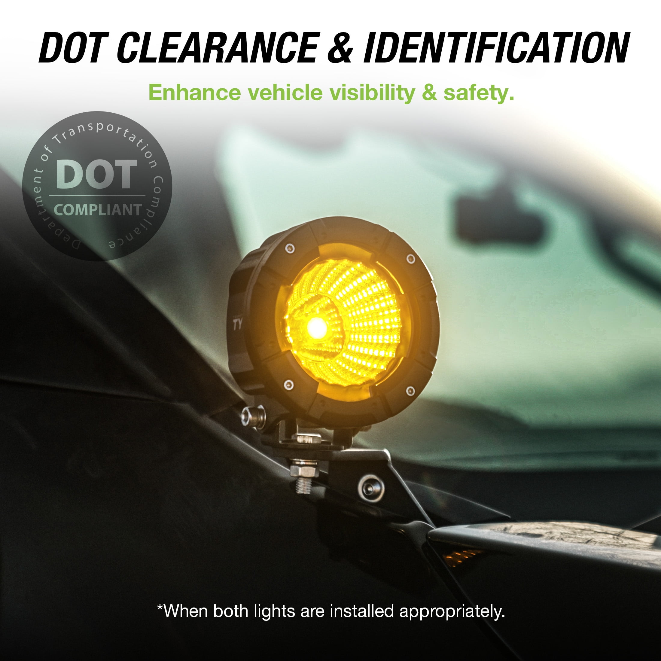 TYPE S - Elevate 4 Inch Amber Spot Beam Round Pod Light Set - DOT Compliant - 4220 Raw Lumens, Waterproof, Die-cast, Off Road Lights, Truck, Jeep, UTV, ATV, SUV, 2 Pack