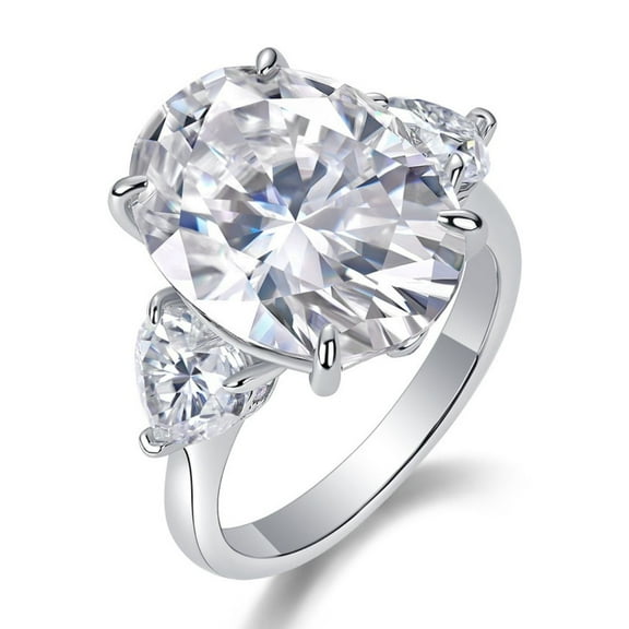 9.6 Carat 3 Stone Moissanite Rings for Women Oval Engagement Ring D Color VVS1 Clarity Big Diamond Ring S925 Sterling Silver Anniversary Rings for Wife