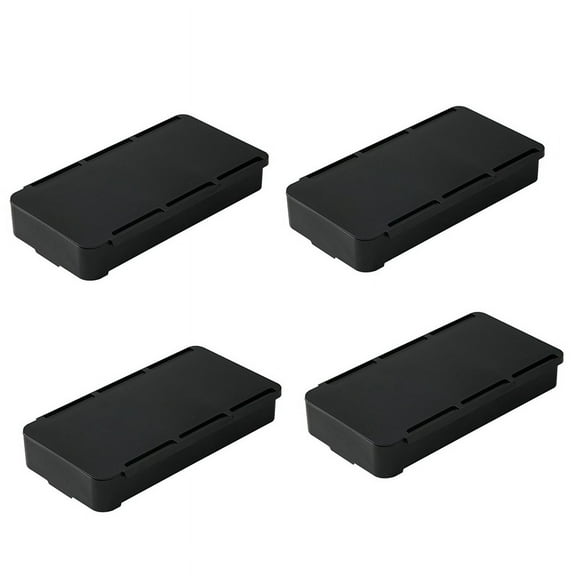 4X Under Desk Drawer Organizer Storage Box Self-Adhesive Stationary Container Desk Makeup Holder Black