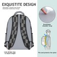 thumbnail image 5 of Gray and Black Wavy Checkered Pattern Backpack for School, Cute School Bag with Adjustable Shoulder Straps and Padded Back, 15.3"x11"x6.7", 5 of 5
