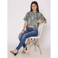 thumbnail image 6 of DressBerry Women's Printed Crop Shirt Short Sleeves Buttoned Comfy Summer Collared Sheer Mesh High Rise Short Top, 6 of 7