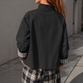 thumbnail image 4 of Sorvello Womens Ruffle Short Trench Coat Single Breasted Cropped Jackets,Stand Collar Button Down Fall Jackets Black XL, 4 of 6