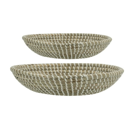 A&B Home Kira Cord Woven Seagrass Bowls - Set of 2 - Natural/White