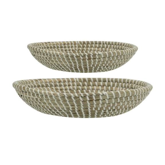 A&B Home Kira Cord Woven Seagrass Bowls - Set of 2 - Natural/White