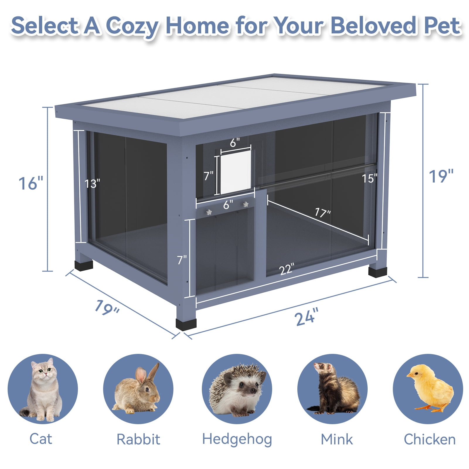 PETSFIT Outdoor Insulated Cat House with Escape Door & PVC Door Curtains
