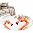 thumbnail image 2 of Area Rug 48in, Watercolor Flaming Birds Flowers Floor Carpet Living Room Rug, Floral Art Non-Slip Welcome Mat Indoor Rugs for Bedroom Dining Room, 2 of 9