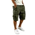 thumbnail image 3 of Gym Mens Shorts Solid Color Elastic Waist Casual Cargo Pants with Multiple Pockets Shorts, 3 of 7