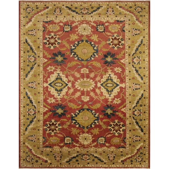 noori rug n2327 peshawar rue hand knotted area rug 8'11" x 12'0" rust/green