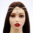thumbnail image 4 of Qarigey Cadena de cristal para la frente, gota de agua, diamantes de imitación, diadema romántica a la moda, decoración para la cabeza, regalo para Accesorio para el cabello Dorado, 4 of 6