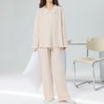thumbnail image 2 of XuJwPNcy Womens Pajama Set 2 Piece Comfy Long Sleeve Lapel V Neck Tops and Pants Sets Button down Sleepwear, 2 of 6