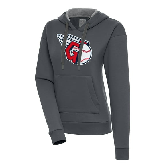 Women's Antigua  Charcoal Cleveland Guardians Victory Pullover Hoodie