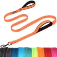 thumbnail image 1 of VIVAGLORY Laisse pour Chien Twingrip, Laisse Double Poignée pour l'Entraînement et la Marche avec Poignée de Circulation et 2 Boucles, Contrôle de Circulation Réfléchissant Robuste pour Chiot Animal de Compagnie, 4 Pieds x 1 Po, Orange, 1 of 6