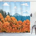 thumbnail image 1 of Ambesonne Forest Shower Curtain, Digital Autum Season, 69"Wx84"L, Army Green Pale Blue, 1 of 3