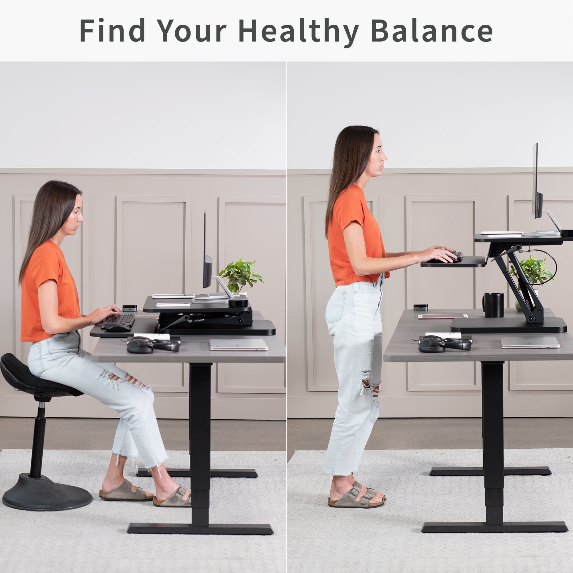 VIVO Height Adjustable Standing Desk Gas Spring Riser 25" Tabletop Sit Stand