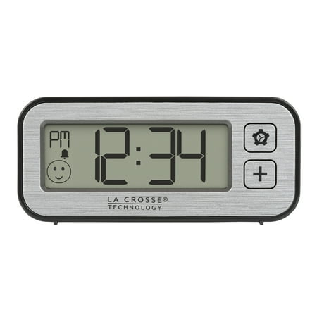 La Crosse Technology Battery-Powered Mini Digital Alarm Clock with Comfort Meter, Indoor Temperature, and Humidity, 513-148-TBP