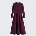 thumbnail image 2 of Lovskoo 2024 Sweater Dress for Women Knitted Dress High Collar Wide Hem Long Waist Slimming Long Sleeves Temperament Sweater Bottoming Skirt Purple, 2 of 9
