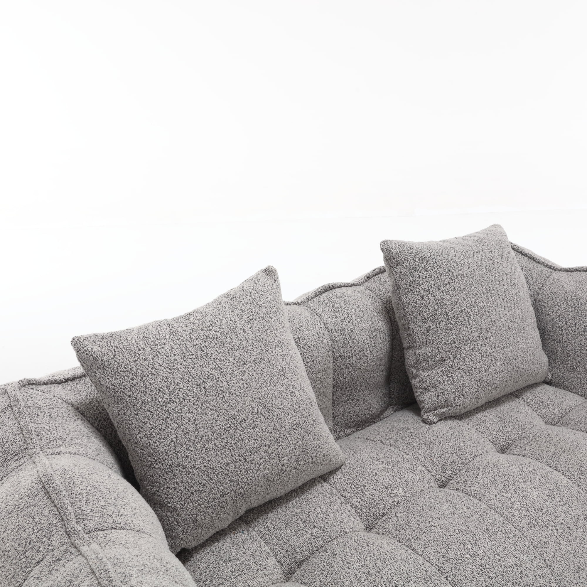 Aukfa 65" Compressed Loveseat Sofa for Living Room,No Assembly Required, 2 Pillow, Chenille, Gray