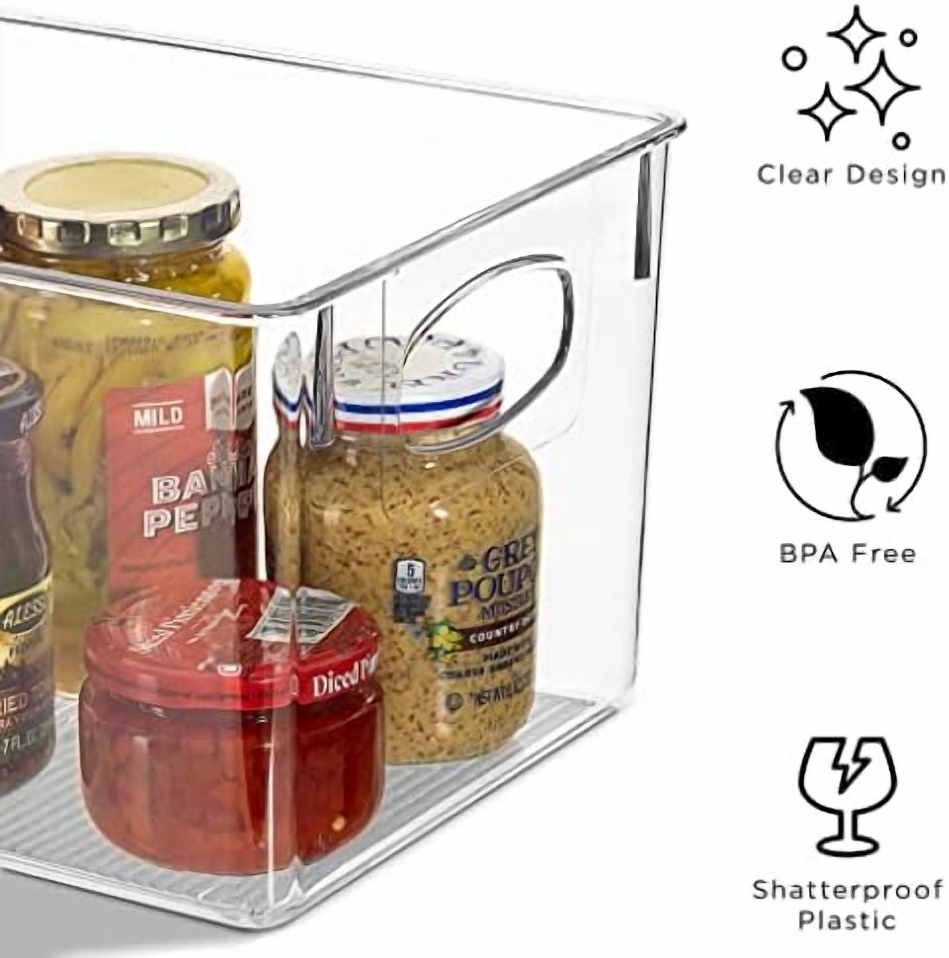 Medium Clear Plastic Storage Bins for Shelves, Clothes, with Handle - Clear Storage Bins, Drawer, Shelf, Closet, Pantry, Fridge, Freezer Organizer Bins, Closet Organizers and Storage (2 pack)