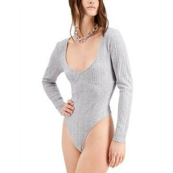 MSRP $40 Bar iii Scoop-Neck Bodysuit Grey Size XL