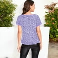 thumbnail image 4 of Women's Short Sleeve Crew Neck All-Over Sequin Embellished Top Stylish Sparkling Blouse- Large, Purple, 4 of 6
