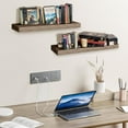 thumbnail image 2 of Floating Shelves for Wall Set of 2, 16 Inch Wall Shelves with Invisible Brackets, Rustic Wood Shelves for Bathroom/Bedroom/Living Room/Kitchen/Home Office, Dark Walnut, 2 of 17