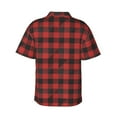 thumbnail image 3 of Uemuo Red Black Plaid Printed Regular Fit Short Sleeve Casual Hawaiian Shirt for Men,Aloha shirt,Tropical shirt,Floral print shirt,Vacation Beach shirt-Medium, 3 of 9