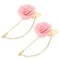 thumbnail image 1 of Uxcell 2Pcs Pin de Broche de Solapa de Flor con Hoja de Oro, Cadena de Borlas de Satén Colgante, Ramos Hechos a Mano para Cuello de Traje, Boda, Fiesta, Rosa Claro, 1 of 5