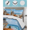 thumbnail image 3 of Quilt King Size Bedding Set, Fall Coastal Pumpkins Reversible Summer Quilt 3 Pieces, Thanksgiving Ocean Beach Waves Leaf Lightweight Bedspreads Coverlets with 2 Pillow Shams for All Seasons, 3 of 5