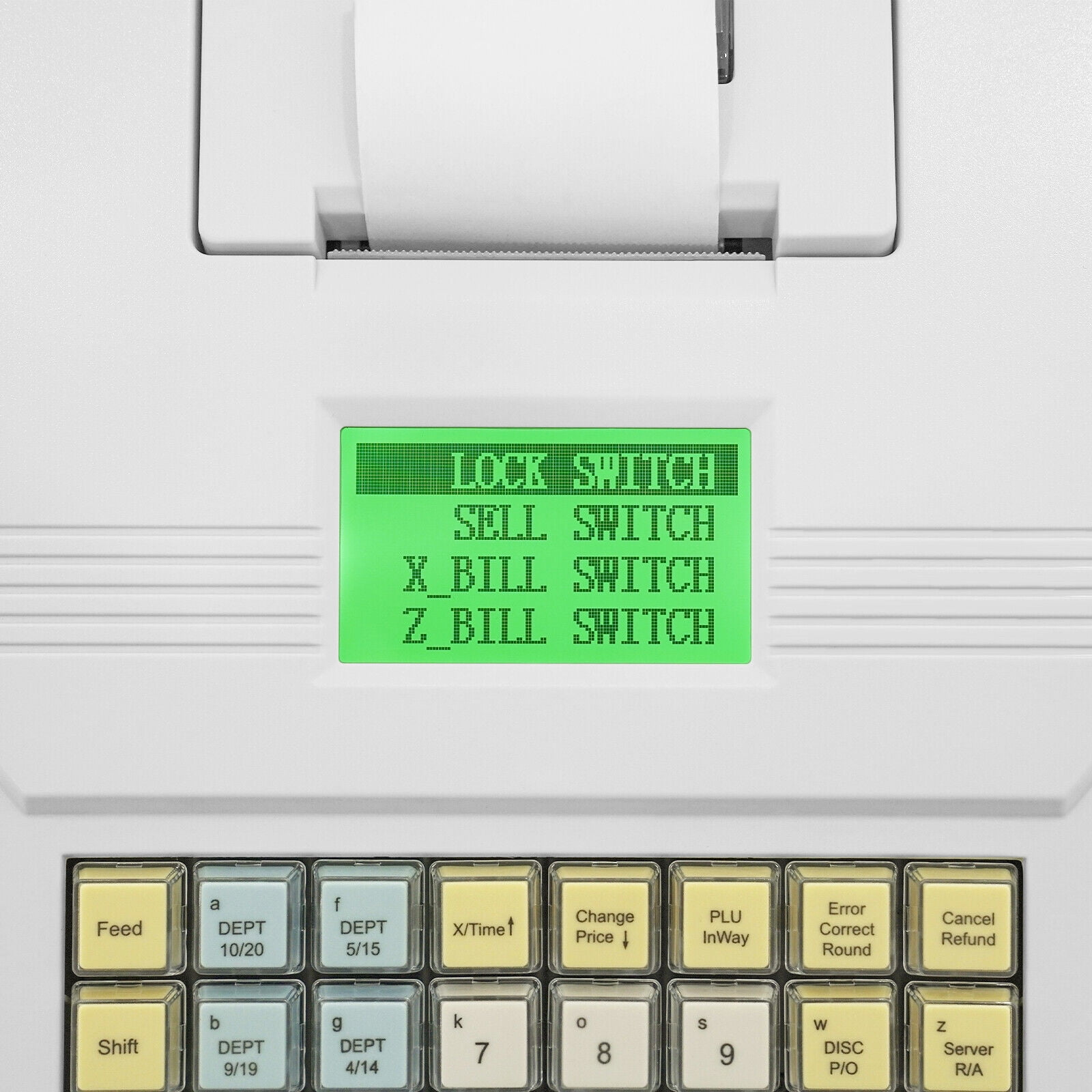 Compact & Durable Cash Register with 40 Keys, 10,000 PLU, 128x64 LCD Display, for Retail, Supermarket, and Restaurant